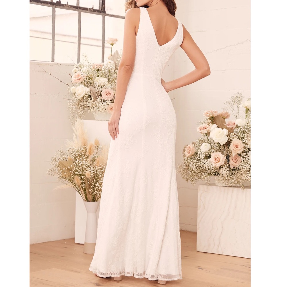 🆕 Lulu’s Romantic Promises White Lace Mermaid Maxi Dress - Sz. S - Picture 4 of 8
